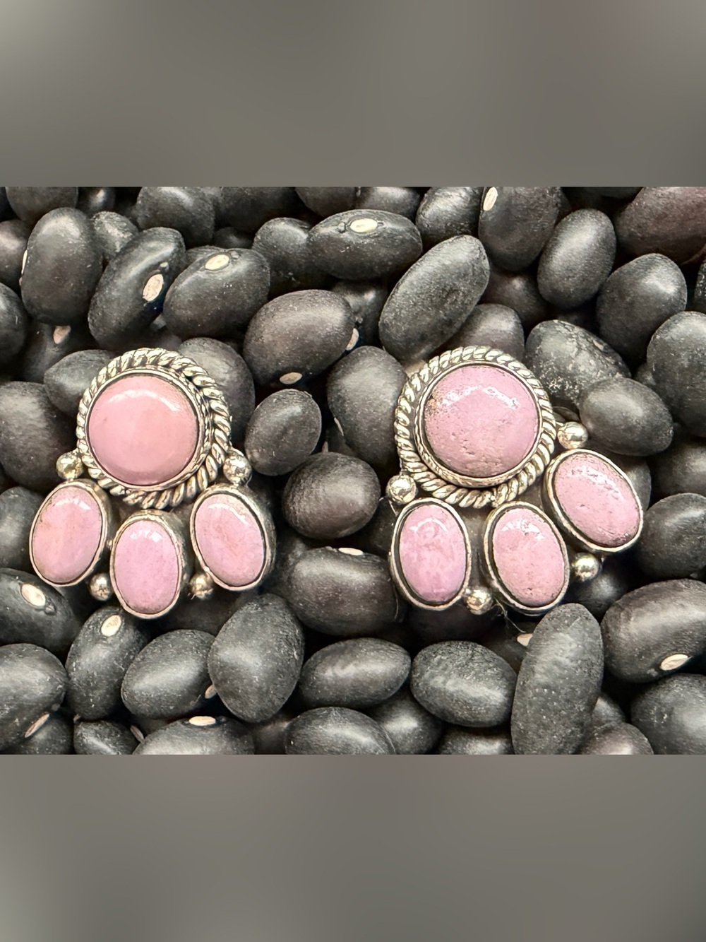 Handmade Sterling Silver & Phosphosiderite 4 Stone earrings